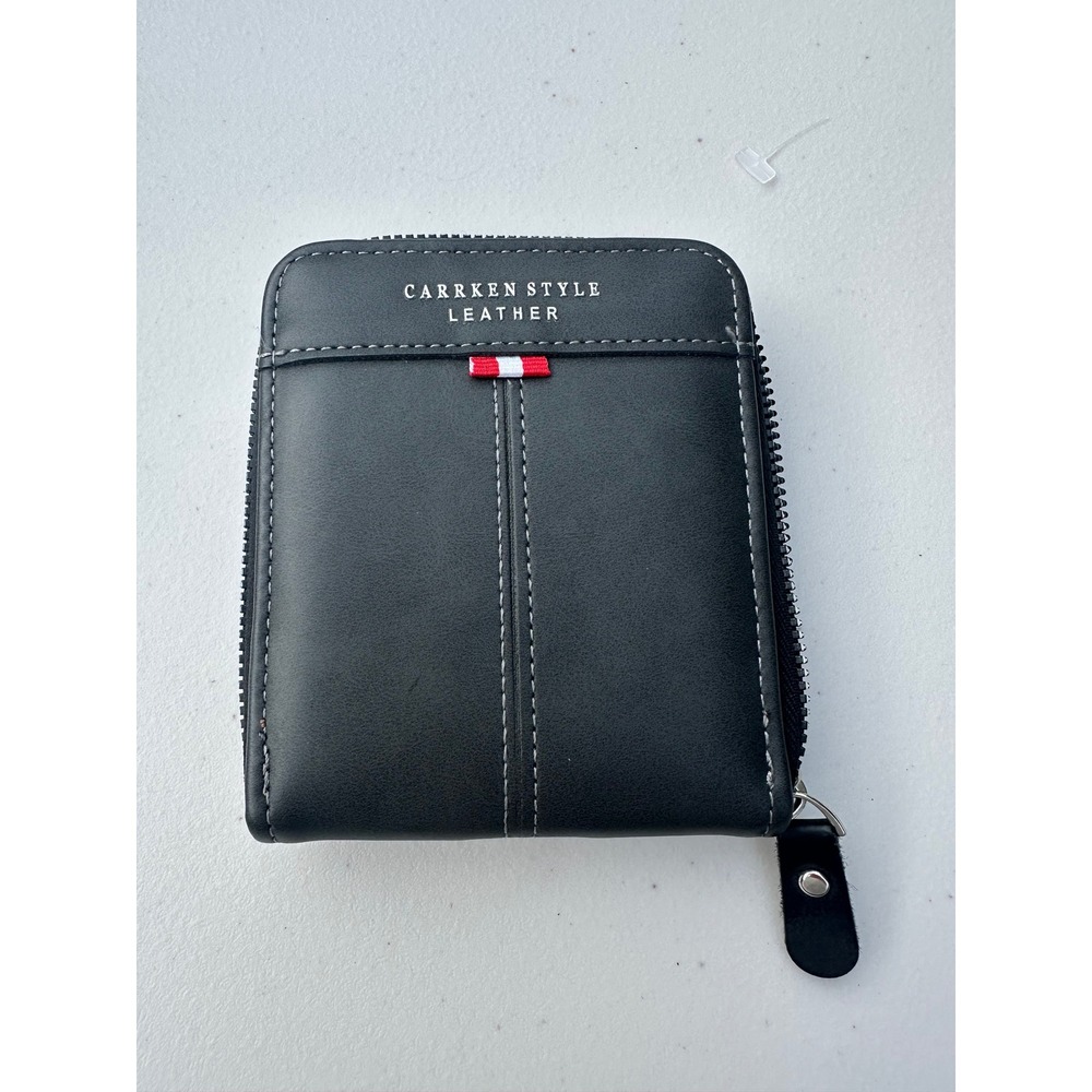Carrken Style Leather Mens Black Zip Around Bifold Wallet with‎ Coin Pocket